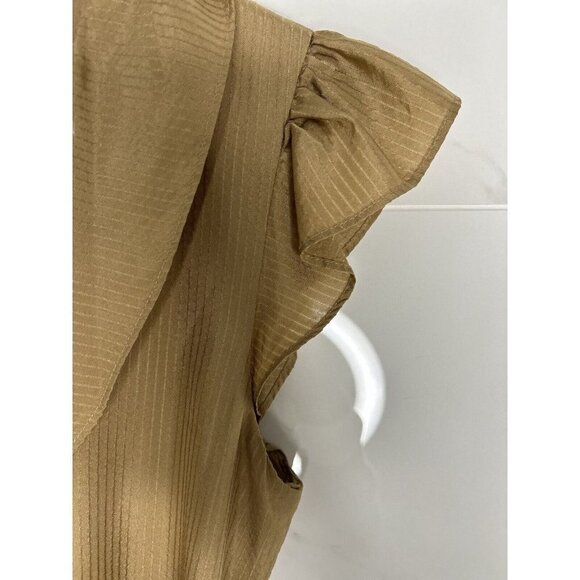 Banana Republic 100% Silk Dress Knee Length Button-Up Tan Sz 0 Neutral C… - Picture 7 of 11
